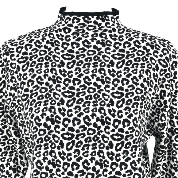 Culpos X INC Black White Leopard Print Sweater - Picture 3 of 9
